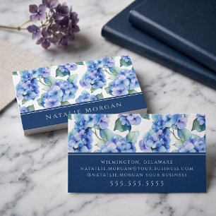 Cartão De Visita Hortênsia Azul Elegante