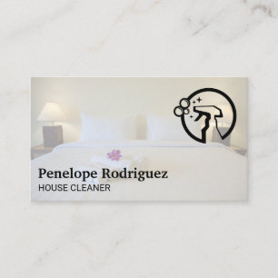 Cartão De Visita Hotel Bedroom   Logotipo de limpeza do Spray