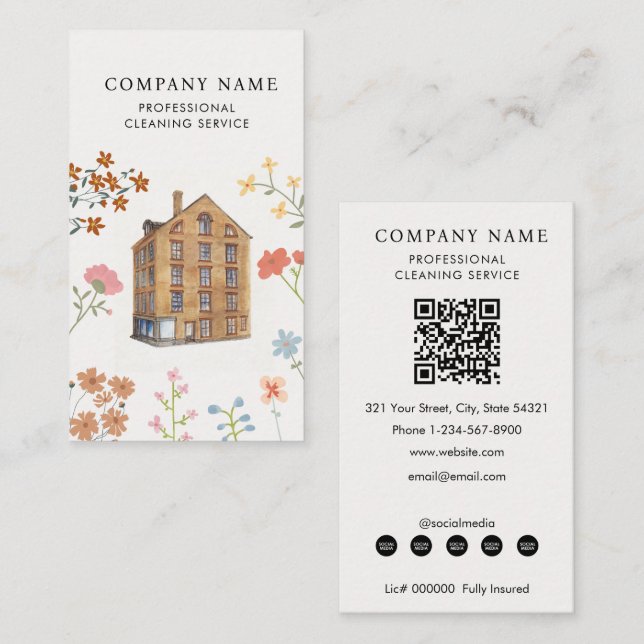 Cartão De Visita House Cleaner Cleaning Services Professional  (Frente/Verso)