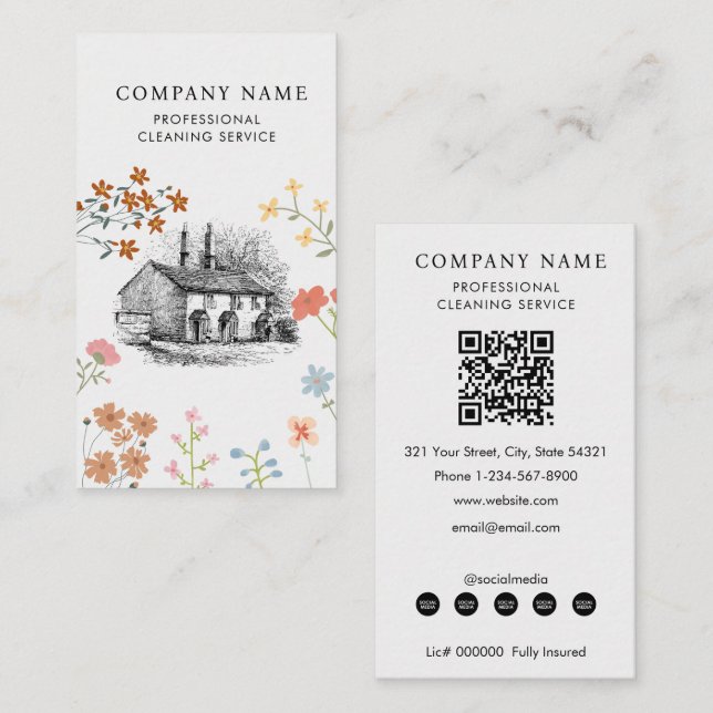 Cartão De Visita House Cleaner Cleaning Services Professional  (Frente/Verso)