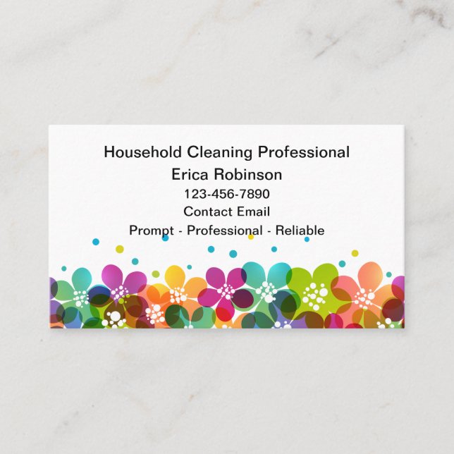 Cartão De Visita House Cleaning Maid Colorful Business Cards (Frente)