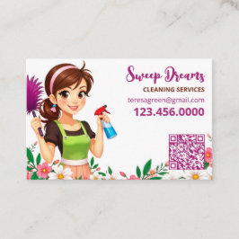 Cartão De Visita House Maid Floral QR