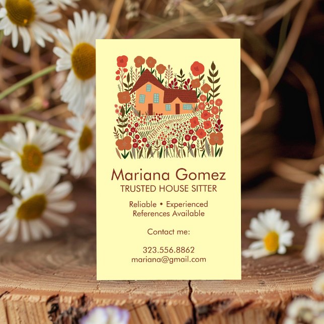 Cartão De Visita Housesitter House Sentando Jardim Farmhouse Person (Housesitter House Sitting Garden Farmhouse Custom Business Card
)