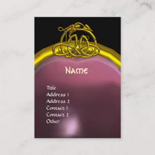 Cartão De Visita HYPER DRAGON AMETIST MONOGRAMA rosa púrpura amarel