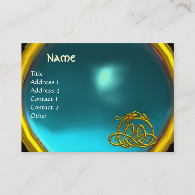 Cartão De Visita HYPER DRAGON, AQUAMARINA, azul brilhante (Frente)