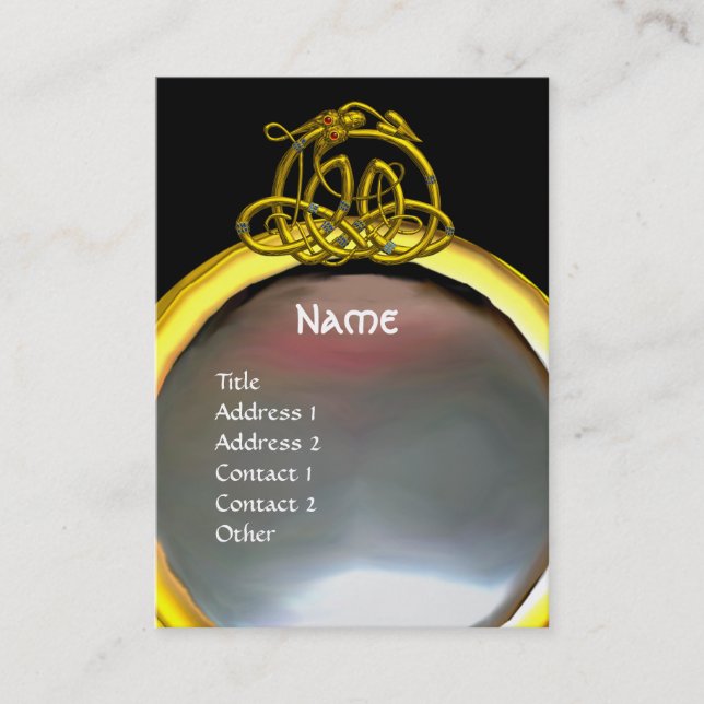 Cartão De Visita HYPER DRAGON PEARL MONOGRAM cor-de-rosa amarelo (Frente)