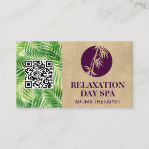 Cartão De Visita Ícone Bamboo  Folha de Palma  Código QR