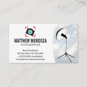 Cartão De Visita Ícone da câmera  Nuvens  Luzes de Estúdio