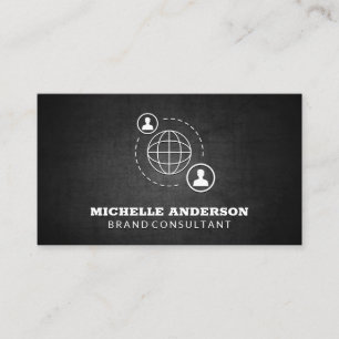 Cartão De Visita Ícone de Comunicação de rede   Textura negra