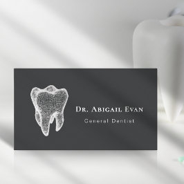 Cartão De Visita Ícone de Dente 3D Brilhante Clínica Odontológica C