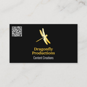 Cartão De Visita Ícone de Dragonfly Ouro  Código QR