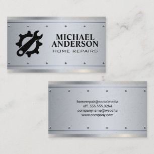 Cartão De Visita Ícone de engrenagens   Carpintaria    Rivetes Met