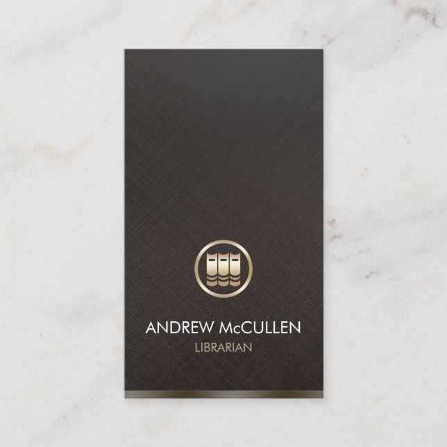 Cartão De Visita Ícone de Livros Dourados Faux Bibliotecários (Frente)