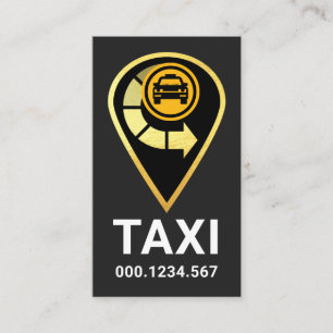 Cartão De Visita Ícone de Localização de Táxi Dourado