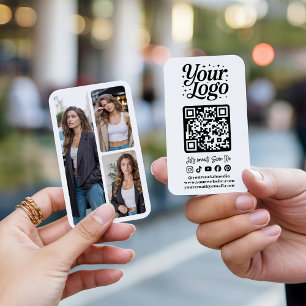 Cartão De Visita Ícone de Logo de Mídia Social em Código QR Branco 