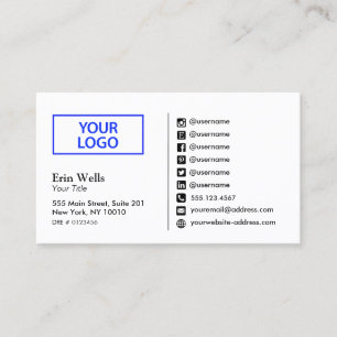 Cartão De Visita Ícone de Mídia social Adicionar sua rede de logoti