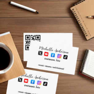 Cartão De Visita Ícone de mídia social totalmente personalizado (