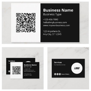 Cartão De Visita Ícone de QR Code Scannable Logo Site Mídia Social