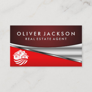 Cartão De Visita Ícone do Agente Imobiliário   Casas   Metálico Ver