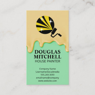 Cartão De Visita Ícone do cilindro de pintura   Tinta de gota