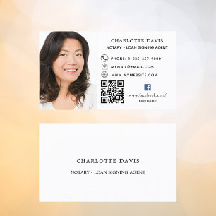 Cartão De Visita ícone do facebook com foto de código QR, branco