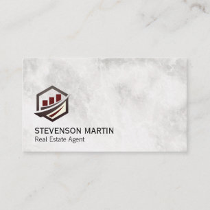 Cartão De Visita Ícone do gráfico financeiro  Mármore executivo