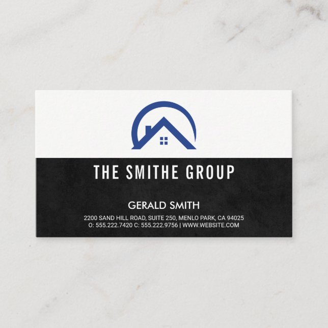 Cartão De Visita Ícone do Realtor | Textura negra (Frente)