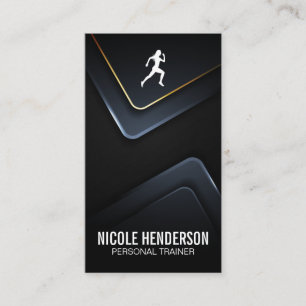 Cartão De Visita Ícone do Runner   Fundo de metal moderno