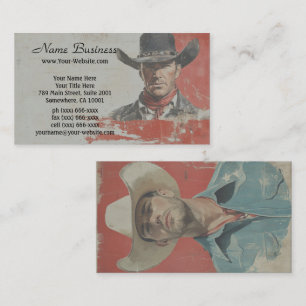 Cartão De Visita Ícone do Velho Oeste: Cowboy Vintage dos Anos 1950