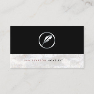 Cartão De Visita Ícone Elegante do Novelist Silver Quill