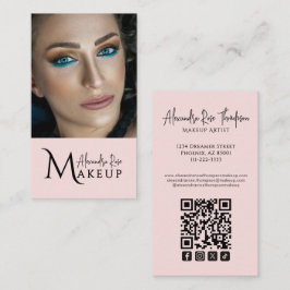 Cartão De Visita Ícone Social Qr Code Artista de Maquiagem Rosa Beg