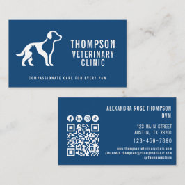 Cartão De Visita Ícone Social Qr Code Clínica Veterinária Vet Pet