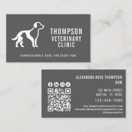 Cartão De Visita Ícone Social Qr Code Clínica Veterinária Vet Pet