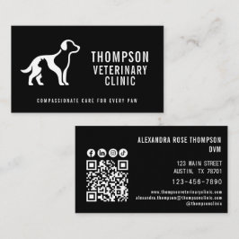 Cartão De Visita Ícone Social Qr Code Clínica Veterinária Vet Pet
