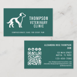 Cartão De Visita Ícone Social Qr Code Clínica Veterinária Vet Pet