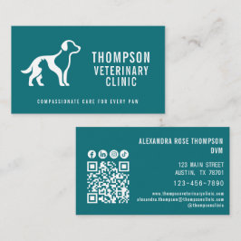 Cartão De Visita Ícone Social Qr Code Clínica Veterinária Vet Pet