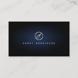 Cartão De Visita Ícone Violino Dourado Elegante Violino Azul