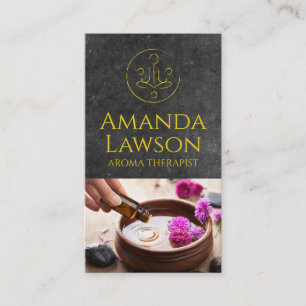 Cartão De Visita Ícone Yoga  Antecedentes de ardósia  Óleos Arom