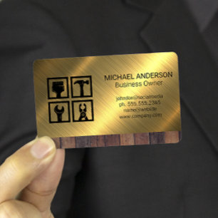 Cartão De Visita Ícones da Ferramenta de Construção   Fundo em made