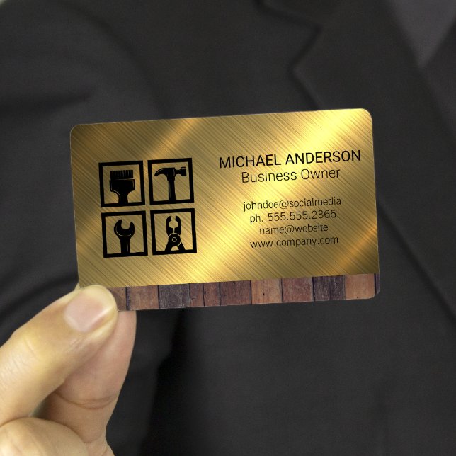 Cartão De Visita Ícones da Ferramenta de Construção | Fundo em made (Criador carregado)