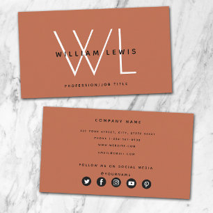 Cartão De Visita Ícones da mídia social laranja queimada por Terrac