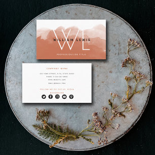 Cartão De Visita Ícones da Terracotta Watercolor moderna das Mídias