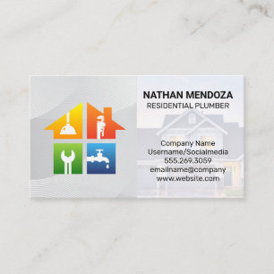Cartão De Visita Ícones das Ferramentas de Canalização   Contratant