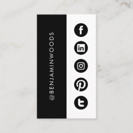 Cartão De Visita Ícones das mídias sociais preto branco moderno min