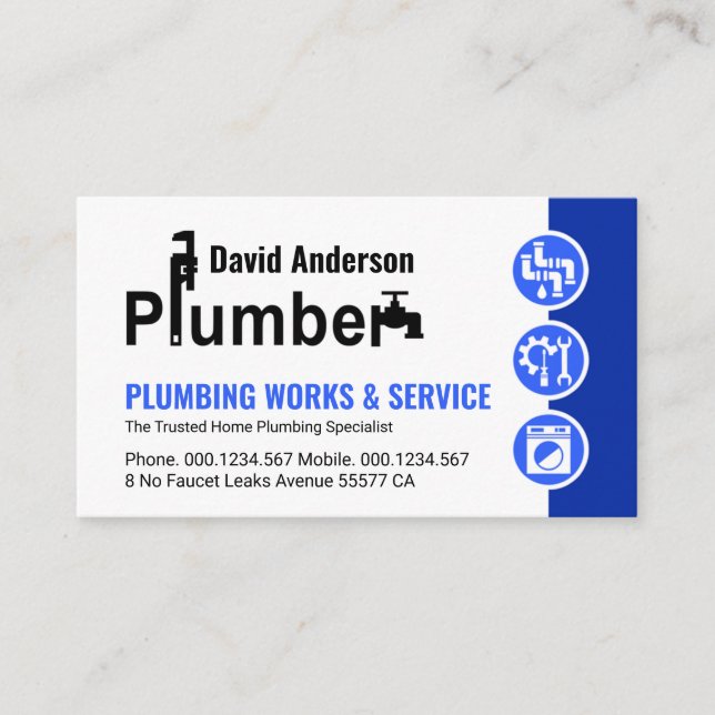 Cartão De Visita Ícones de canalização azul para cartazes de canali (Frente)