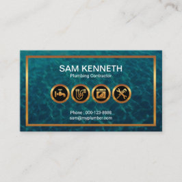 Cartão De Visita Ícones de canalização Dourados falsos para as água