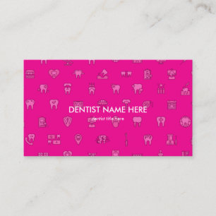 Cartão De Visita ícones de clínica dentária Kids Pink Dentist