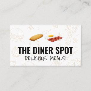 Cartão De Visita Ícones de comida   Bacon e Ovos