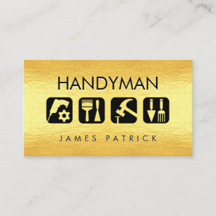 Cartão De Visita Ícones de Ferramentas de Reparo Gold Handyman