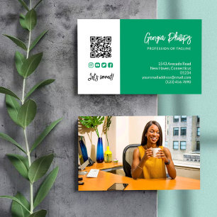 Cartão De Visita Ícones de fotos de código QR verde Jade